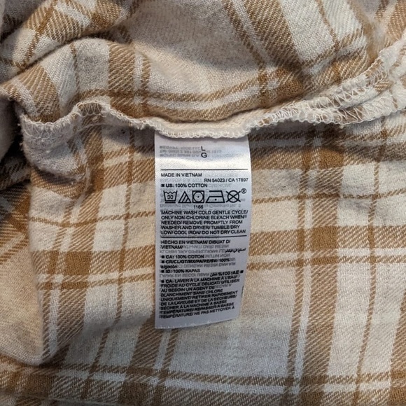 Old Navy Pleated Tan Long Sleeve Boyfriend Shirt size L - Picture 8 of 8